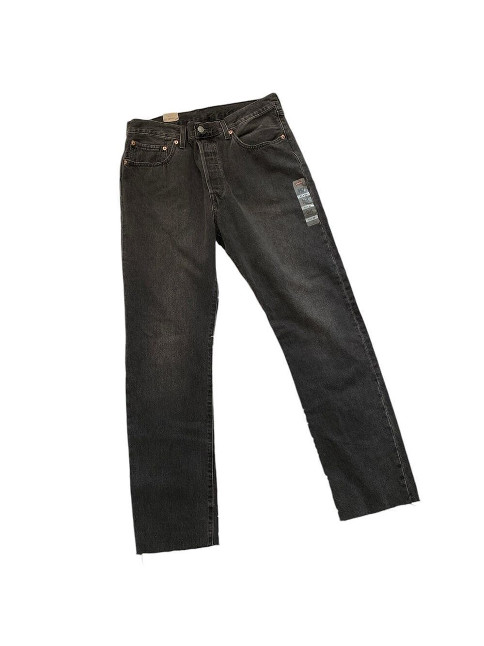 NWT Levi’s 501 black raw hem straight leg